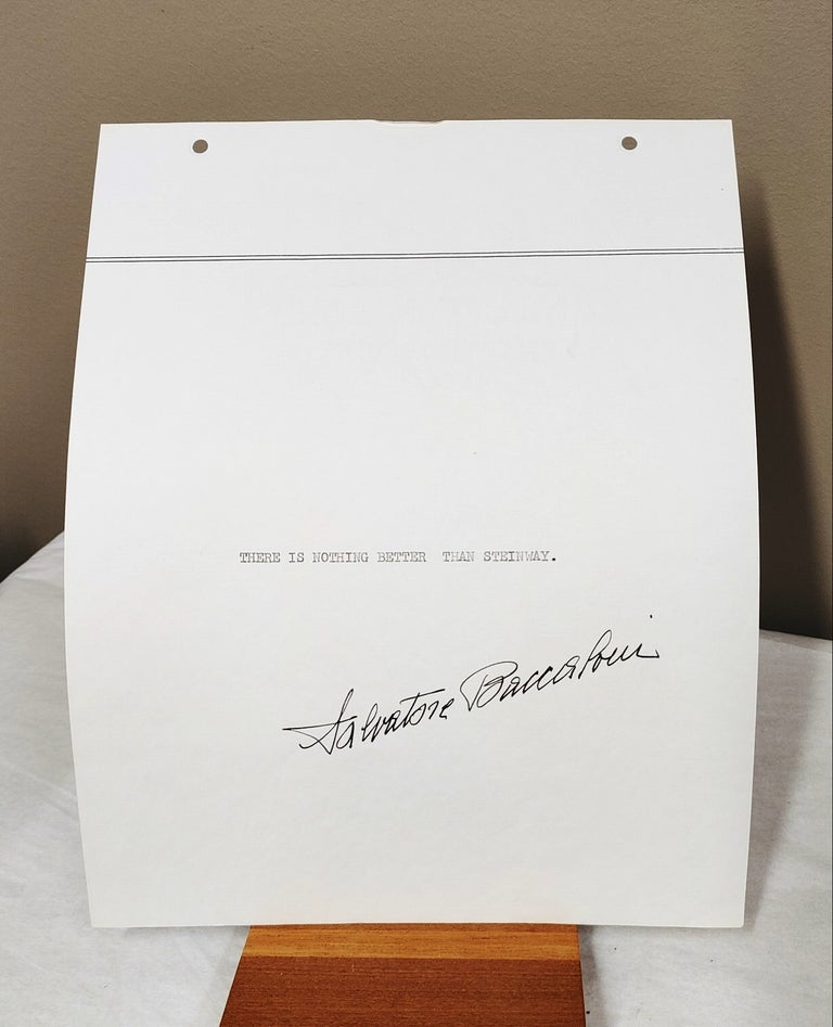 Item #33534 Signed tribute to Steinway & Sons by Salvatore Baccaloni. Salvatore Baccaloni.