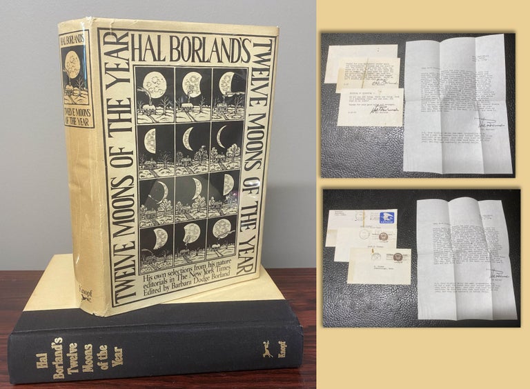 Item #33541 TWELVE MOONS OF THE YEAR with 2 signed note cards, envelope and letter by Hal...