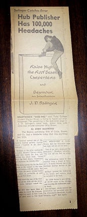 RAISE HIGH THE ROOF BEAM, CARPENTERS AND SEYMOUR. AN INTRODUCTION. Rare Publisher's File Copy