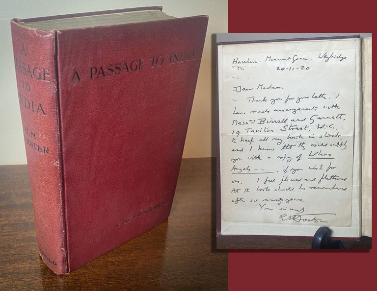 Item #33588 A PASSAGE TO INDIA. with handwritten letter from Forster to the owner. E. M. Forster,...