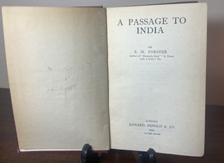 A PASSAGE TO INDIA. with handwritten letter from Forster to the owner.