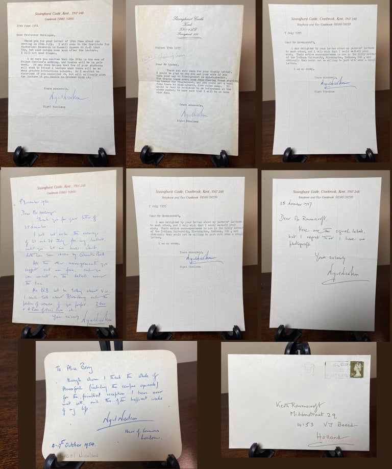 Item #33624 SMALL ARCHIVE OF 11 letters: 7 SIGNED LETTERS FROM NIGEL NICOLSON 2 SIGNED LETTERS...