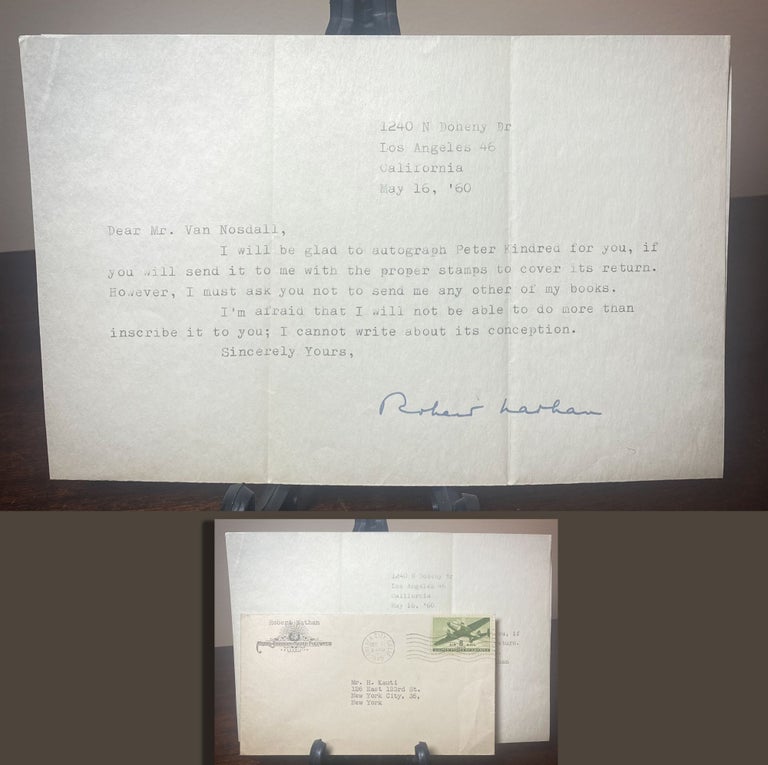 Item #33641 1 Autograph letter from 1960 signed by Robert Nathan with a 1945 MGM envelope with...