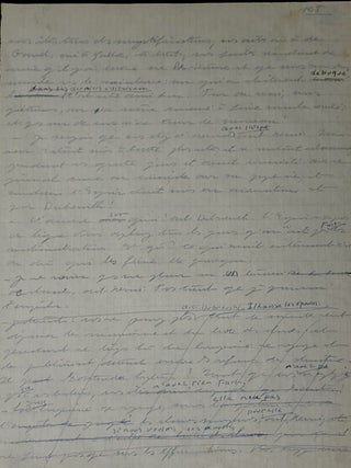 ORIGINAL 2 PAGE handwritten manuscript page by Simone De Beauvoir presumably from THE MANDARINS ORIGINAL SIGNED iconic photo of Simone De Beauvoir by Gisèle Freund