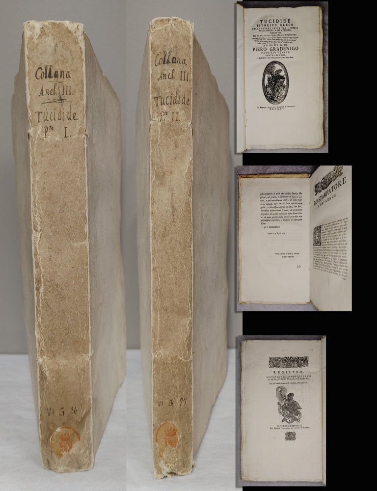 Item #33877 TUCIDIDE ISTORICO GRECO, DELLE GUERRE FATTE TRA I POPOLI DELLA MOREA E GLI ATENIESI (...
