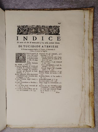TUCIDIDE ISTORICO GRECO, DELLE GUERRE FATTE TRA I POPOLI DELLA MOREA E GLI ATENIESI ( 2 Volumes)