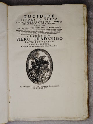 TUCIDIDE ISTORICO GRECO, DELLE GUERRE FATTE TRA I POPOLI DELLA MOREA E GLI ATENIESI ( 2 Volumes)