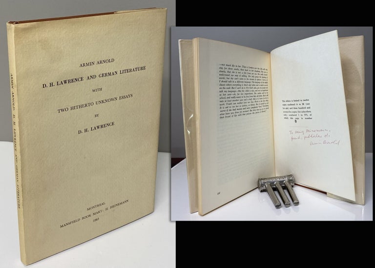 Item #33880 D. H. LAWRENCE AND GERMAN LITERATURE. WITH TWO HITHERTO UNKNOWN Inscribed by Armin to...