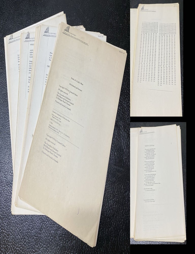 Item #33892 DEATH OF A LADY'S MAN.- LONG GALLEY PROOFS. Leonard Cohen