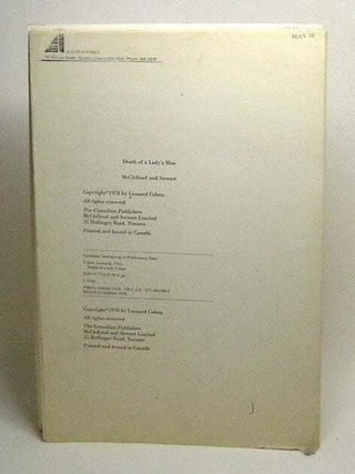 DEATH OF A LADY'S MAN.- LONG GALLEY PROOFS