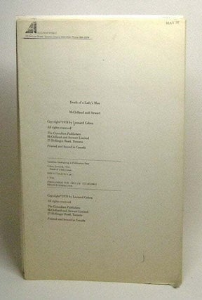 DEATH OF A LADY'S MAN.- LONG GALLEY PROOFS