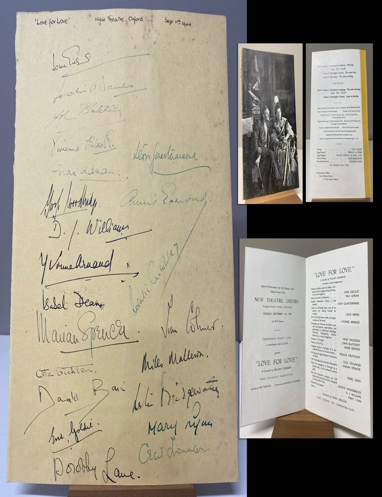 Item #33956 LOVE FOR LOVE Signed by John Gielgud and others. John Gielgud, William Congreve