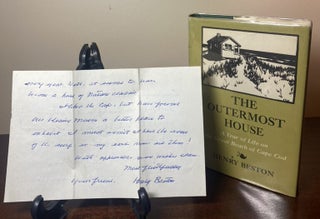 THE OUTERMOST HOUSE. A YEAR OF LIFE ON THE GREAT BEACH OF CAPE COD inscribed by Henry Beston with letter.