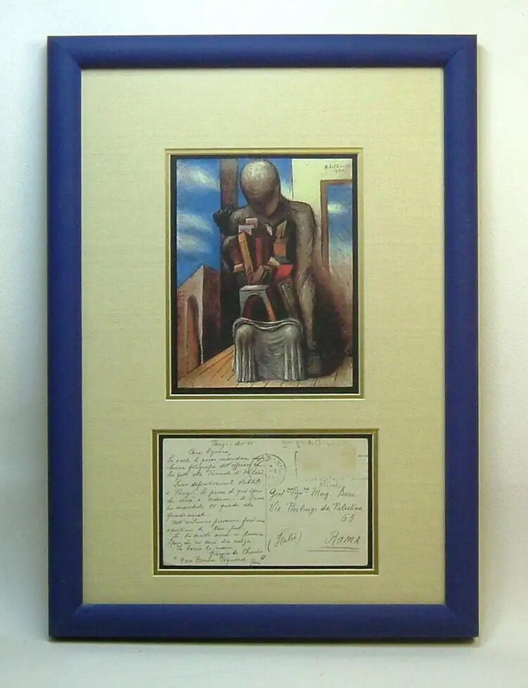 Item #34124 Autograph letter signed by de Chirico with frame. Giorgio de Chirico