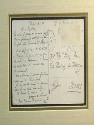 Autograph letter signed by de Chirico with frame
