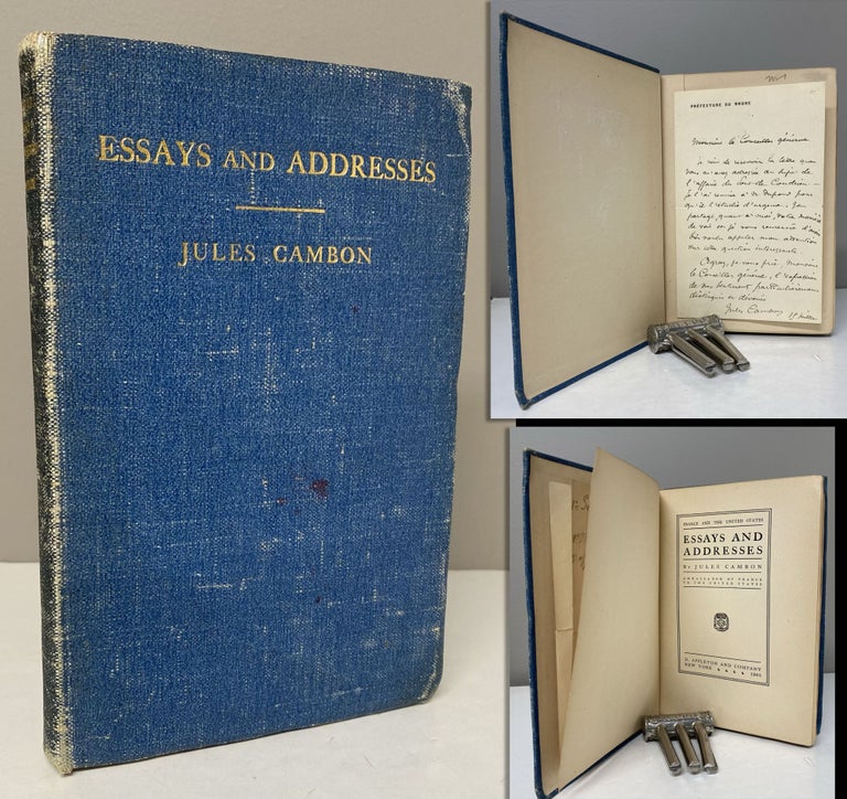 Item #34206 ESSAYS AND ADDRESSES Inscribed by Cambon the Ambassador to the United States. Jules...