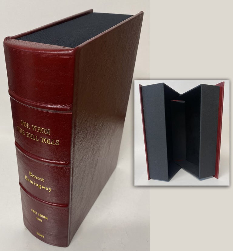 Item #34287 FOR WHOM THE BELL TOLLS. Custom Leather Collector's Clamshell Case. Ernest...