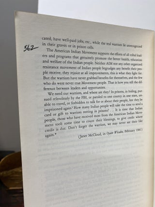 IN THE SPIRIT OF CRAZY HORSE. Signed by Matthiessen