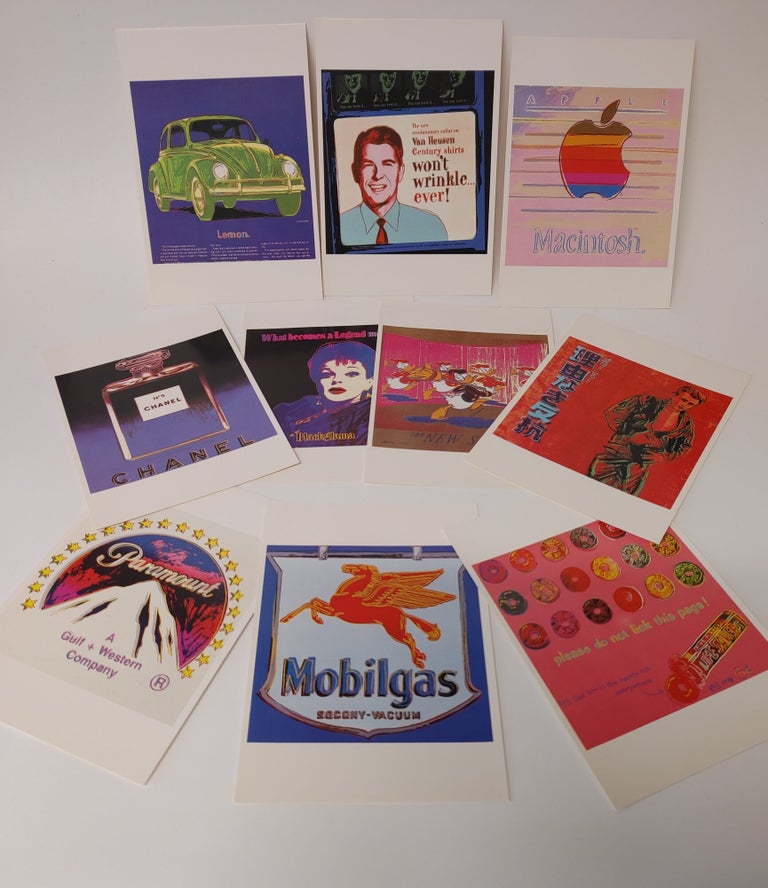 Item #34368 EXHIBITION CARDS FOR ADS© SILKSCREEN EXHIBIT 1985 - Complete set of 10. Andy Warhol