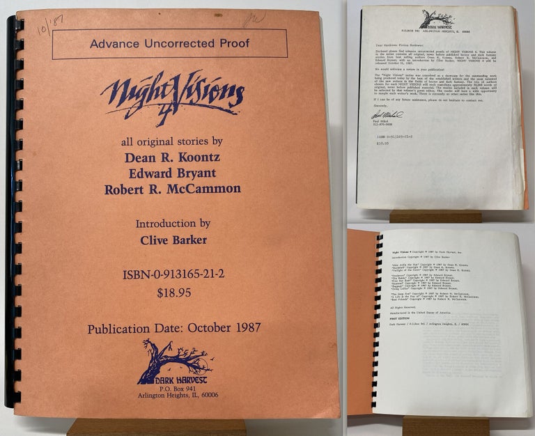 Item #34396 NIGHT VISIONS 4 Advance Uncorrected Proof and letter. One of ONLY 24 Copies. Clive...