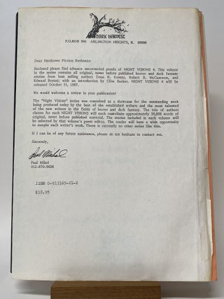 NIGHT VISIONS 4 Advance Uncorrected Proof and letter. One of ONLY 24 Copies.