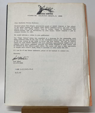 NIGHT VISIONS 4 Advance Uncorrected Proof and letter. One of ONLY 24 Copies.