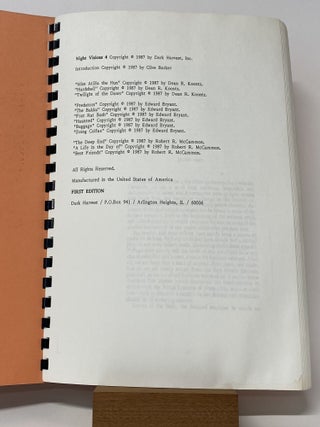 NIGHT VISIONS 4 Advance Uncorrected Proof and letter. One of ONLY 24 Copies.