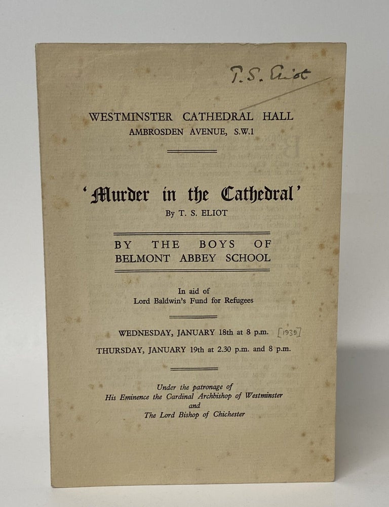 Item #34422 MURDER IN THE CATHEDRAL. Signed by Eliot. T. S Eliot.